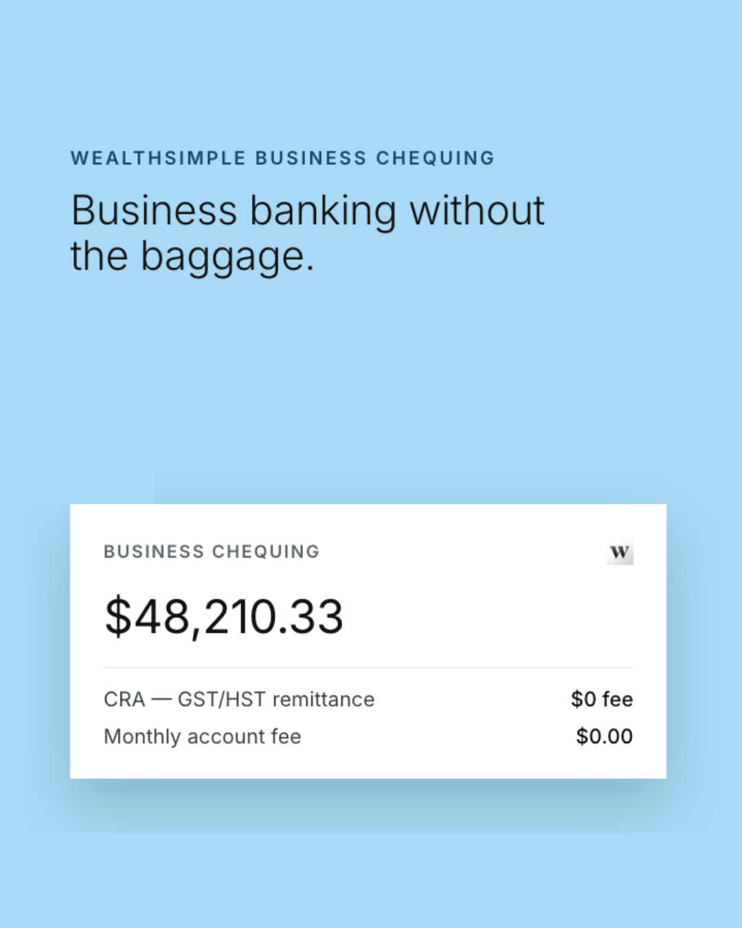 Wealthsimple Business Chequing campaign hero visual