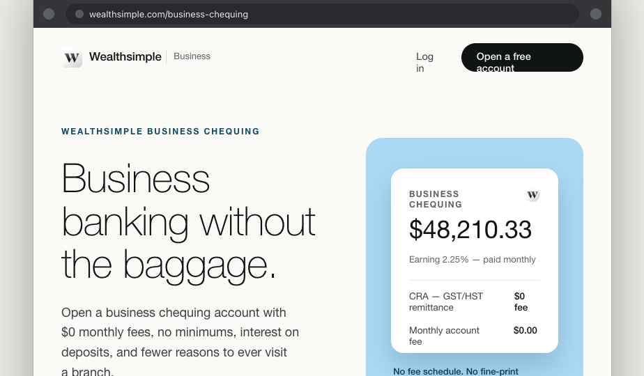 Wealthsimple — Business banking without the baggage